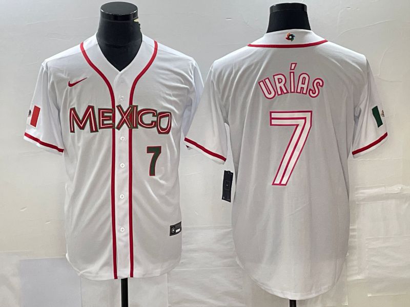 Men 2023 World Cub Mexico 7 Urias White Nike MLB Jersey54